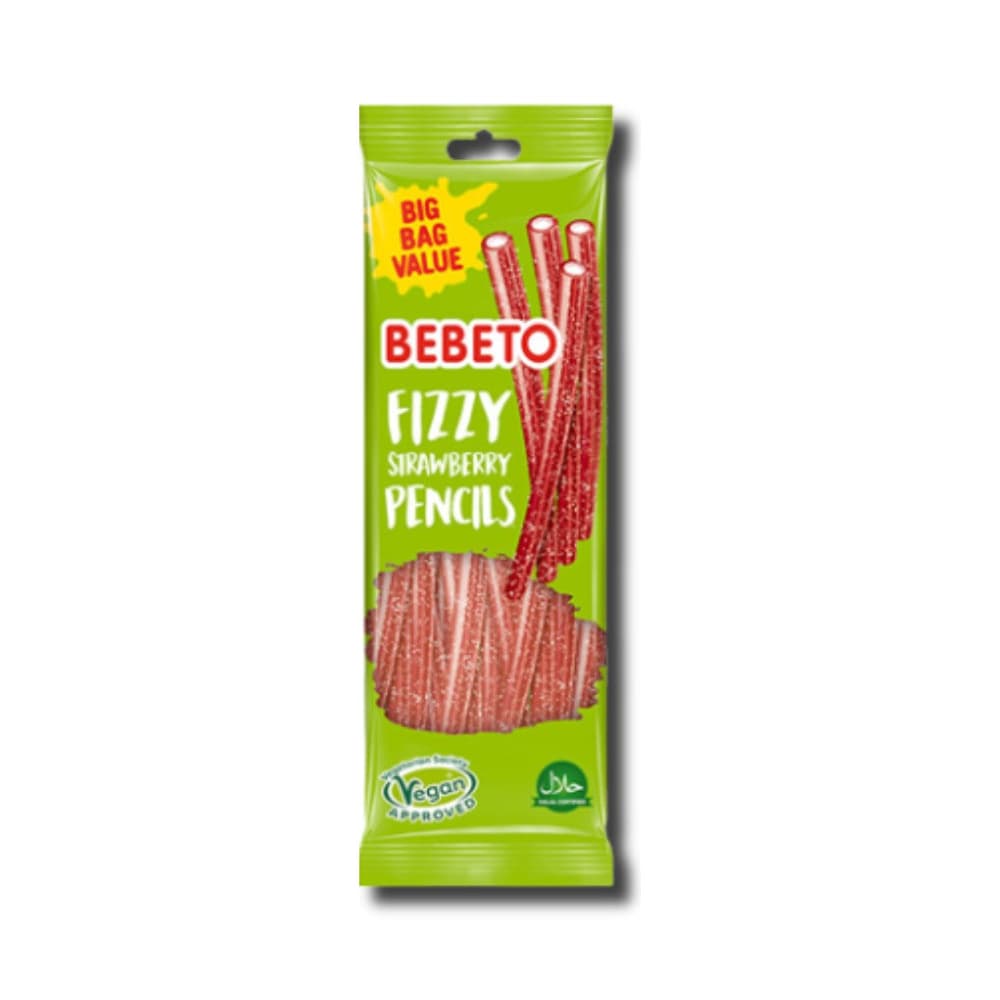 Bebeto Vegan Fizzy Strawberry Pencils 220 G