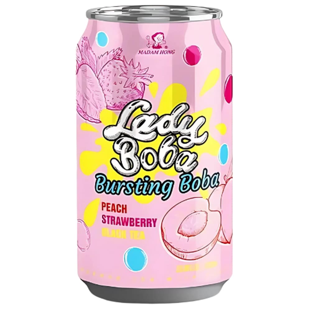 Lady Boba Iced Bubble Tea - Strawberry + Peach (24x315ml)