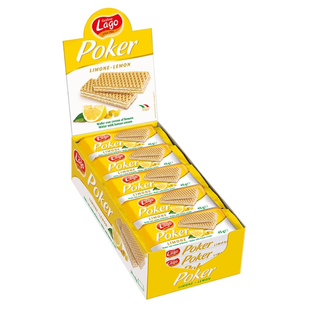 Lago Poker Lemon Wafers (4x20x45gm)