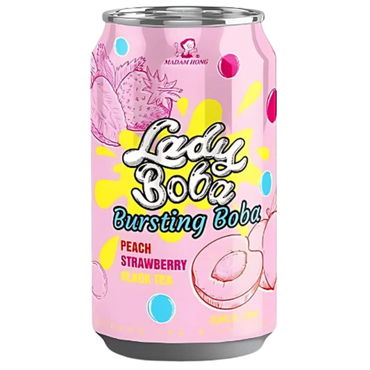 Lady Boba Iced Bubble Tea - Strawberry + Peach (24x315ml)