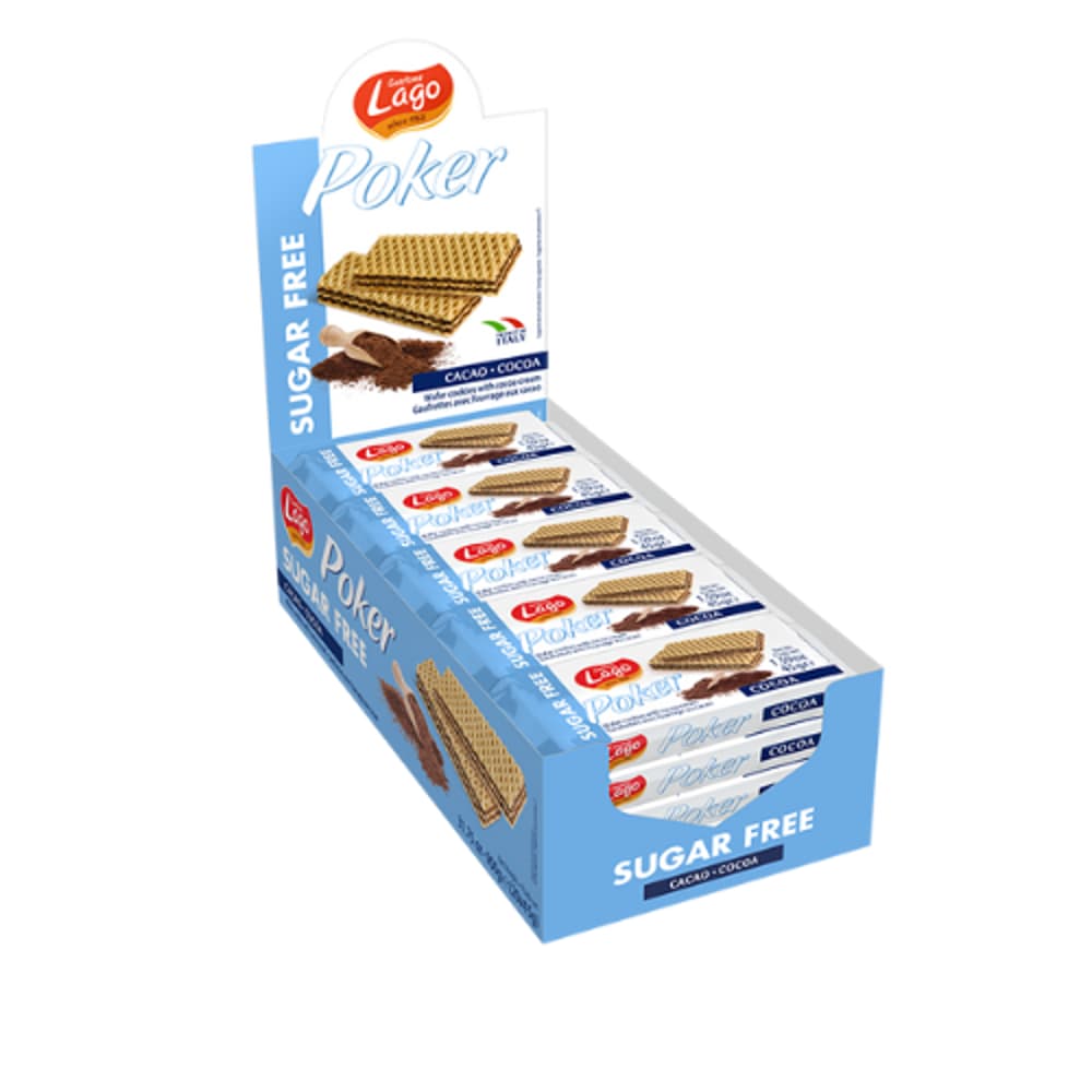 Lago Poker Chocolate Sugar Free Wafers (4x20x45gm)