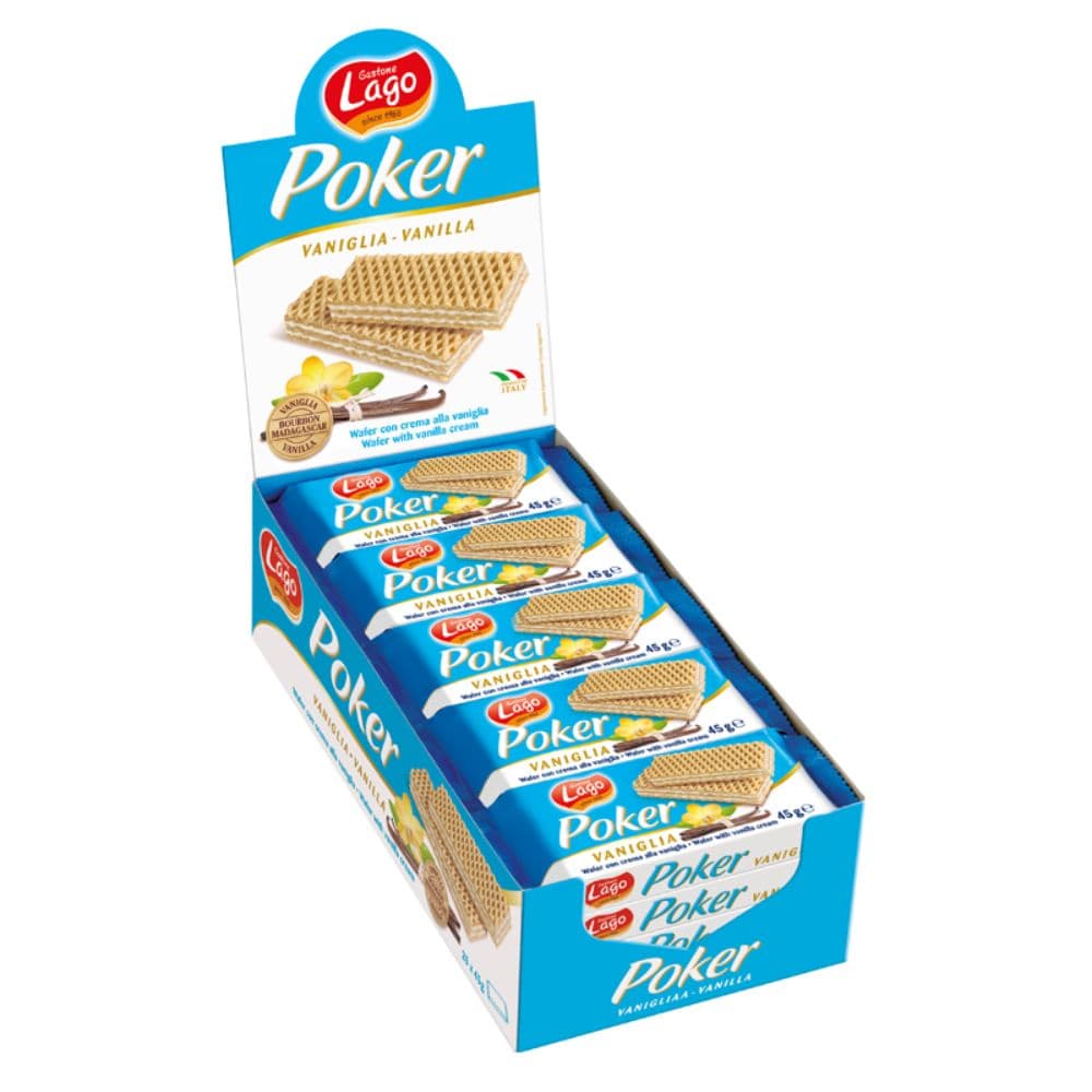 Lago Poker Vanilla Wafers (4x20x45gm)